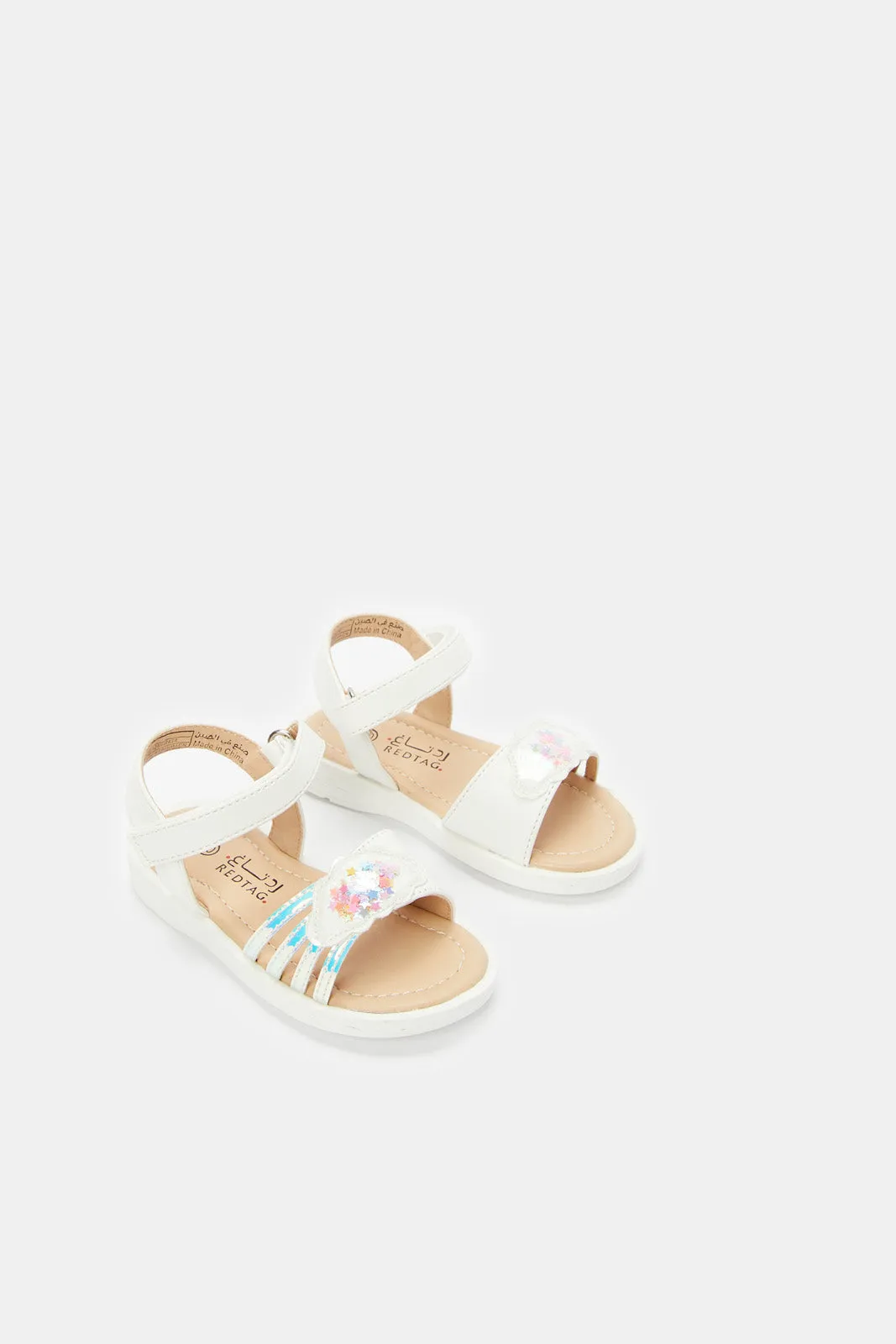 Infant Girls White Star Trim Sandal