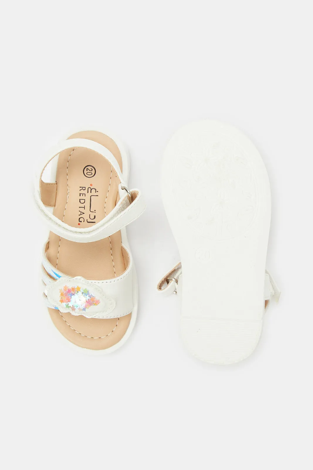 Infant Girls White Star Trim Sandal