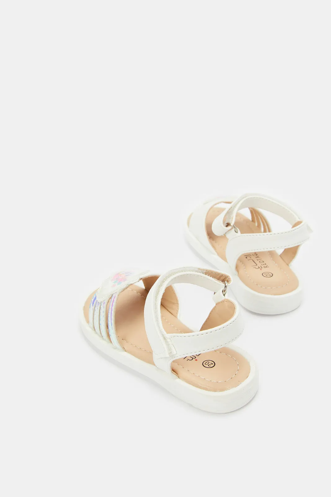 Infant Girls White Star Trim Sandal