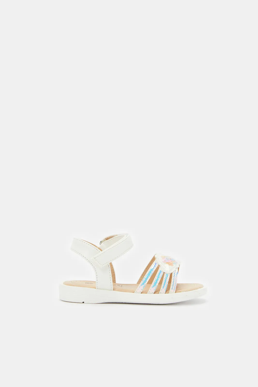 Infant Girls White Star Trim Sandal