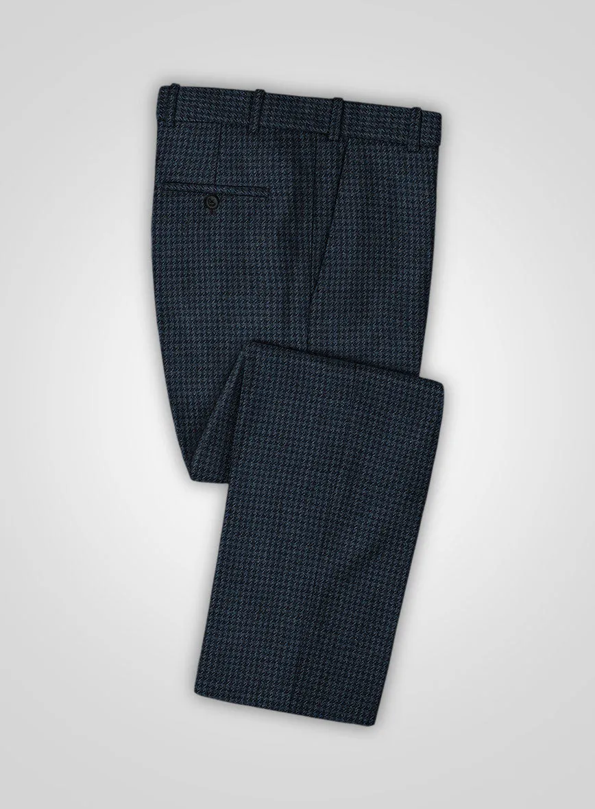 Italian Blue Houndstooth Tweed Pants