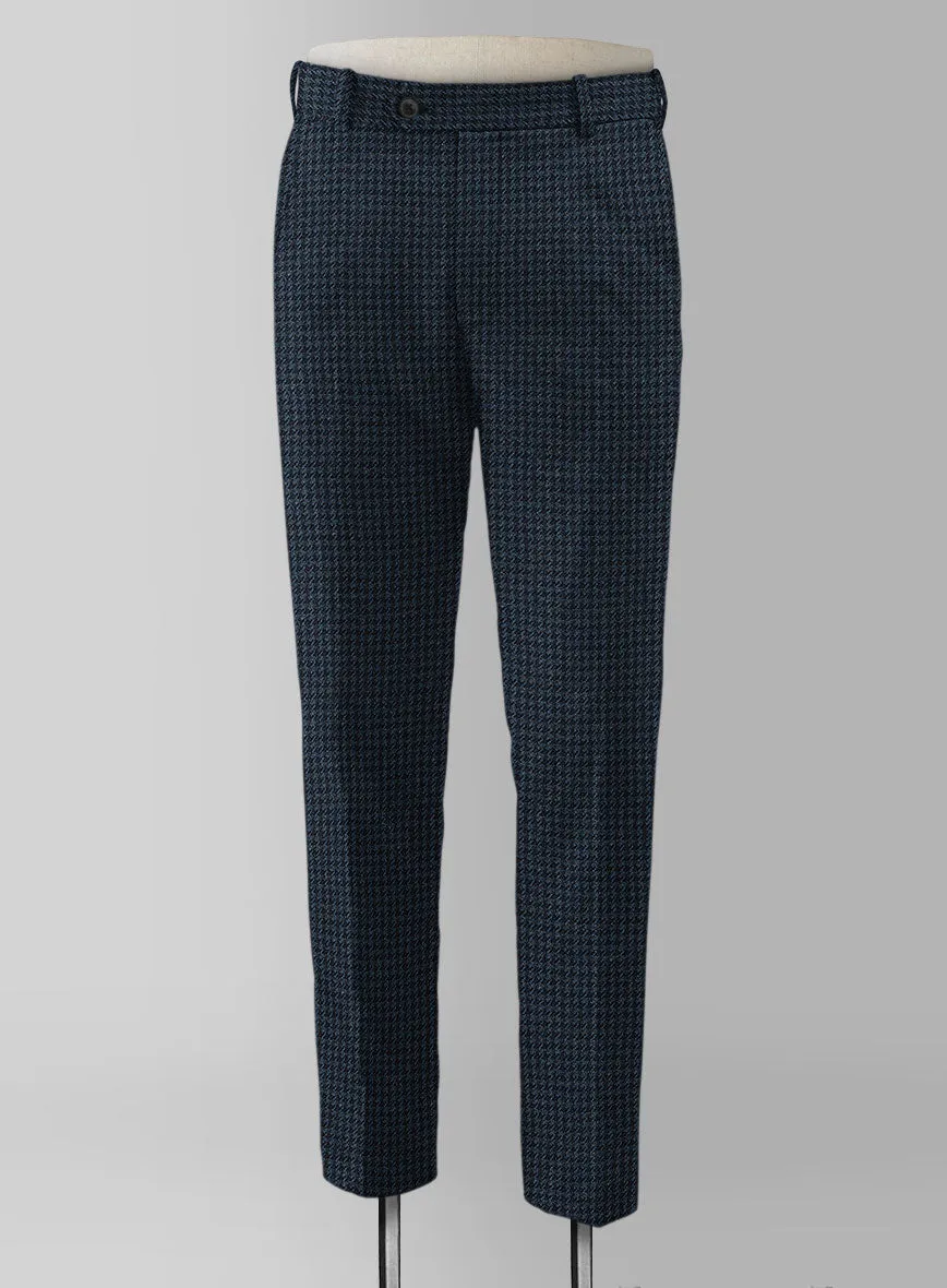 Italian Blue Houndstooth Tweed Pants