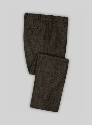 Italian Highlander Army Green Herringbone Tweed Pants