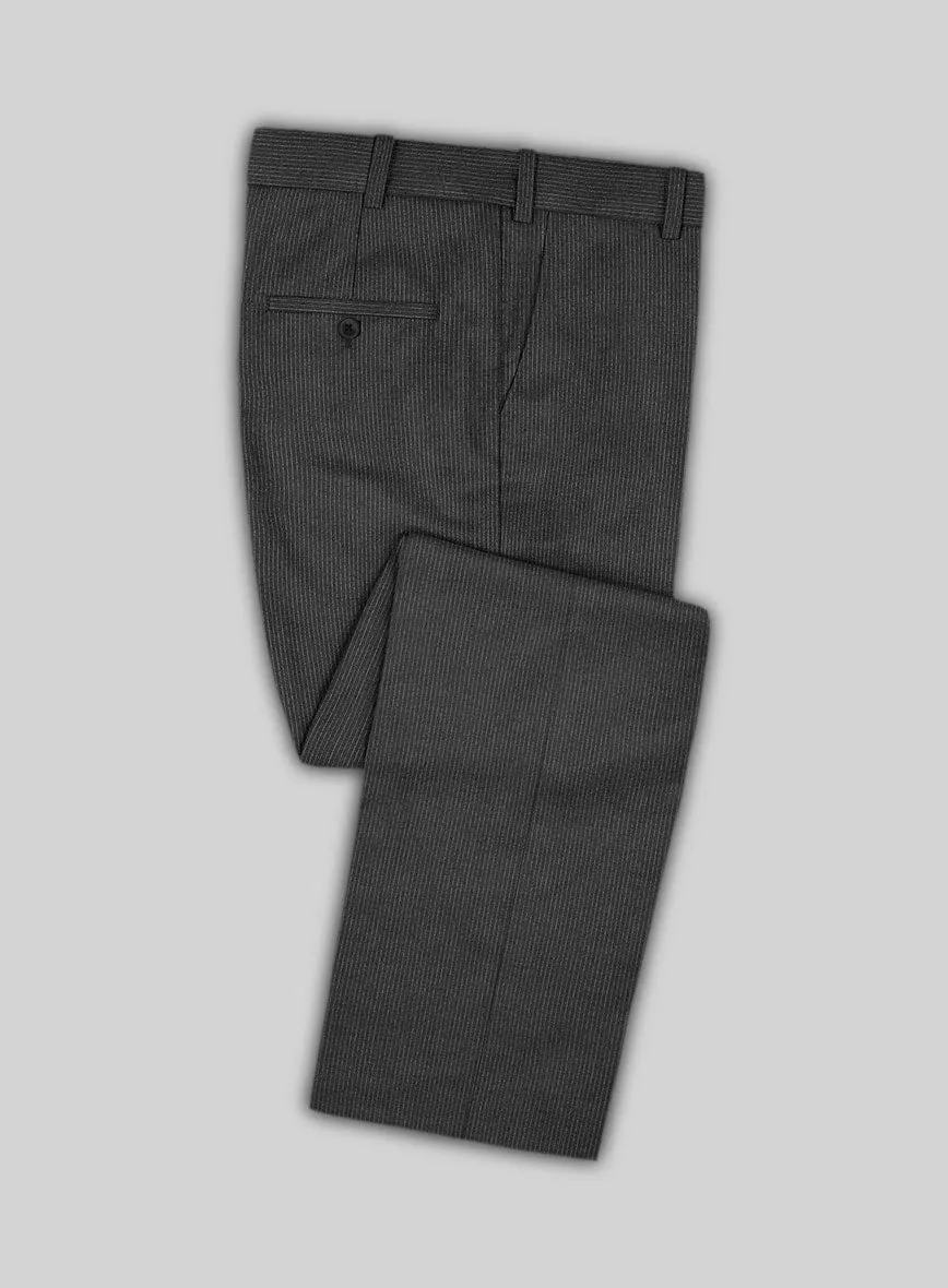 Italian Jague Dark Gray Pinstripe Flannel Pants