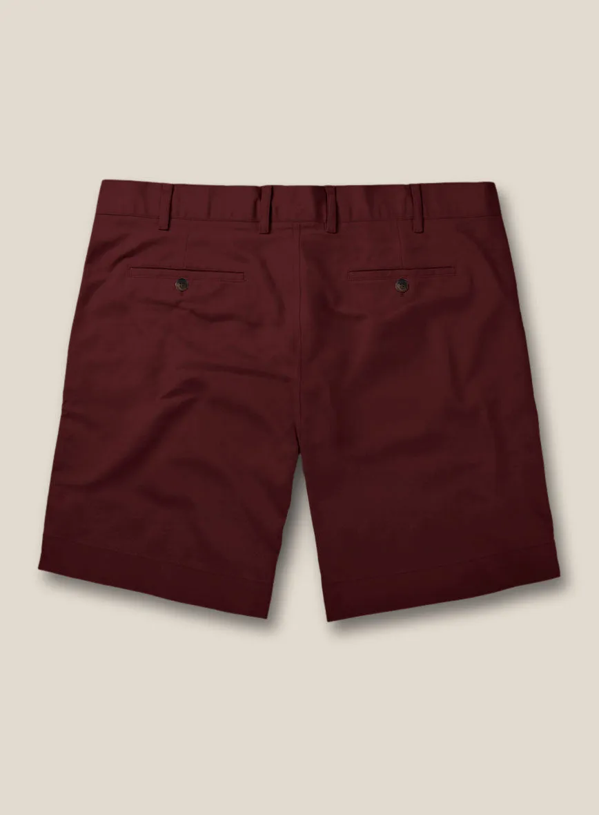 Italian Maroon Cotton Stretch Shorts