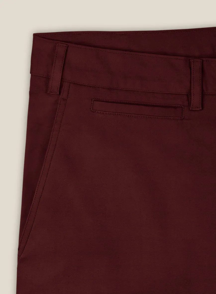 Italian Maroon Cotton Stretch Shorts