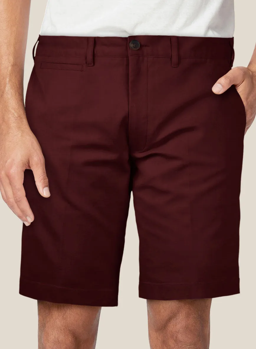 Italian Maroon Cotton Stretch Shorts