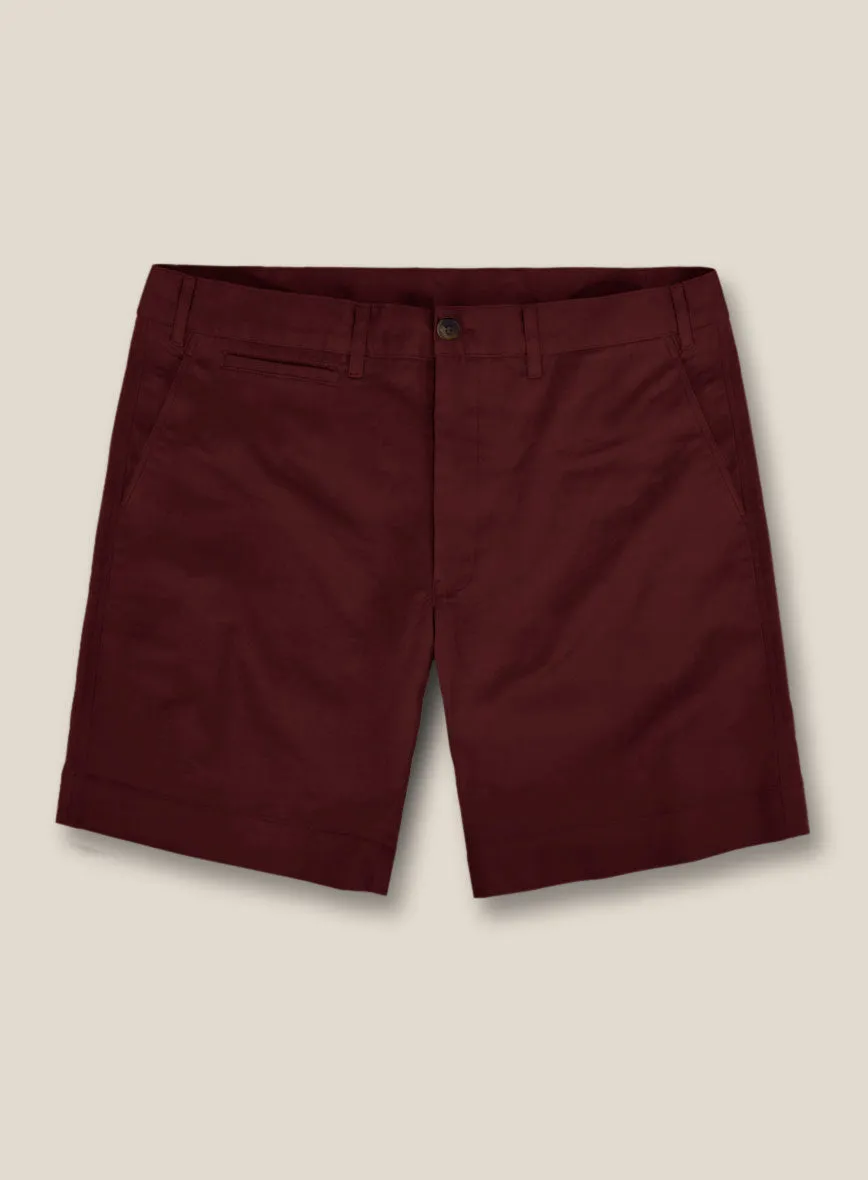 Italian Maroon Cotton Stretch Shorts