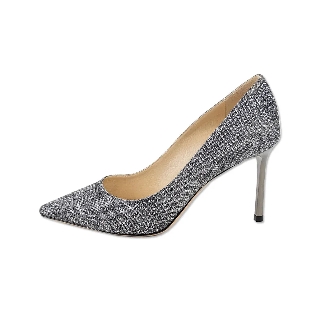 Jimmy Choo Silver Metallic Pointed Toe Pumps