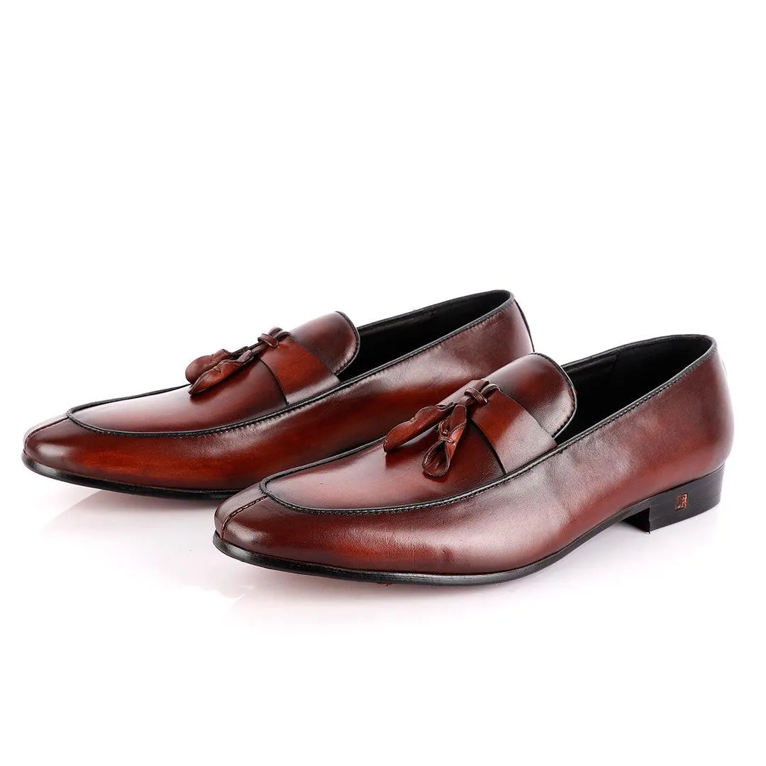 John Foster All round Coffee Leather Tassel Loafer