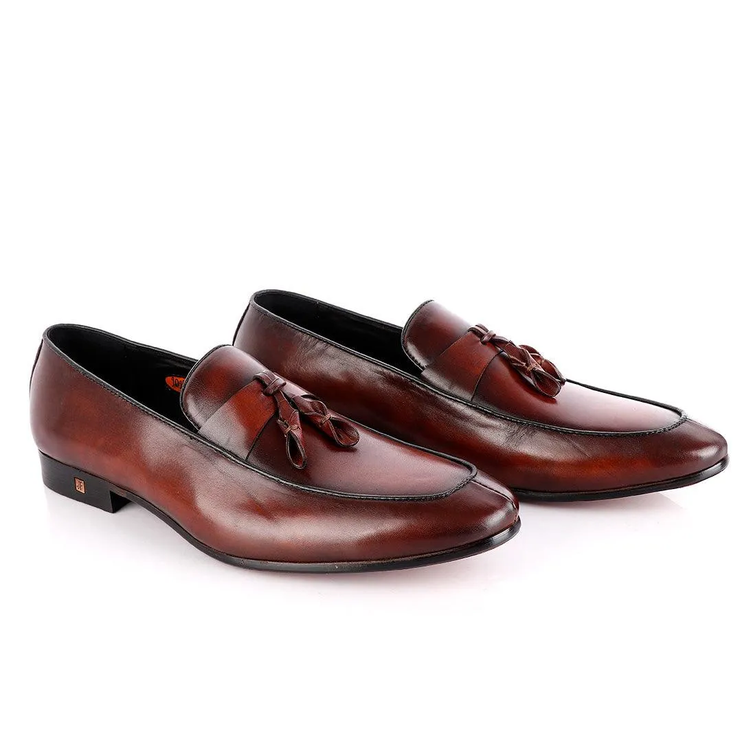 John Foster All round Coffee Leather Tassel Loafer