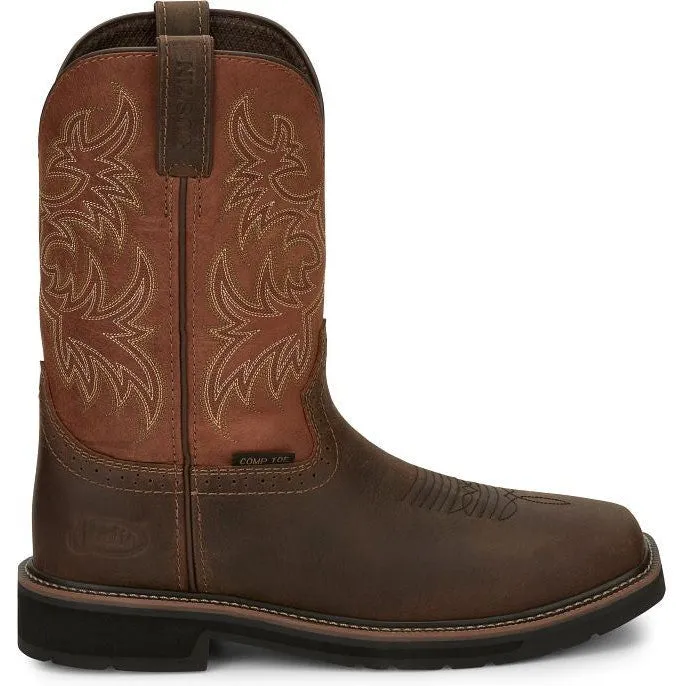 Justin Men's Switch 11" Composite Toe Western Work Boot -Brown- SE4812