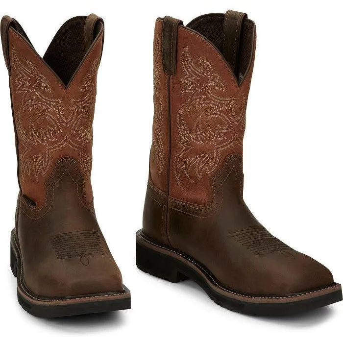 Justin Men's Switch 11" Composite Toe Western Work Boot -Brown- SE4812