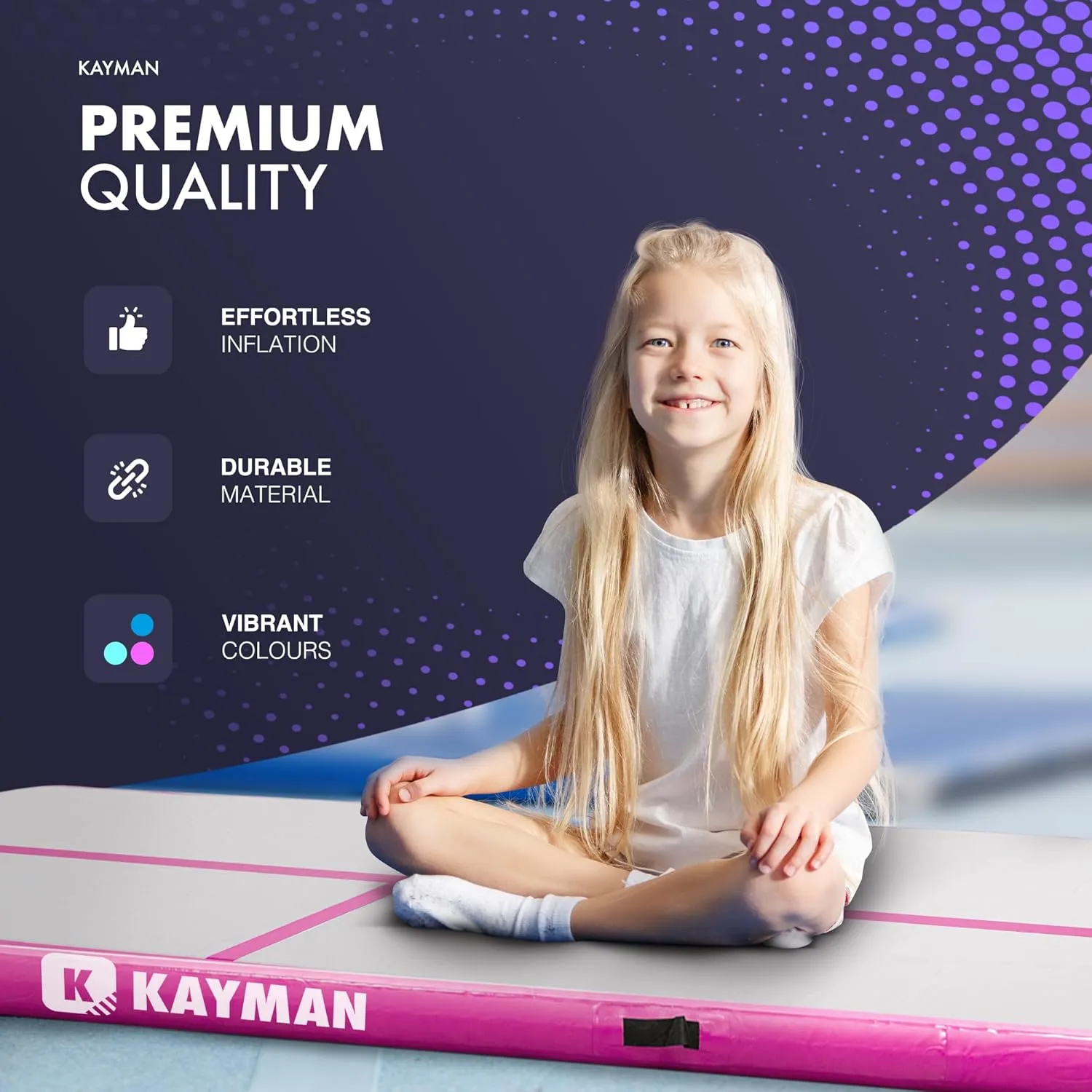 KAYMAN Gymnastics Tumbling Mat 300x100x10cm – PVC Material with Pump, Repair Kit & Storage Bag – Ideal for Gymnastics, Tumbling, Cheerleading