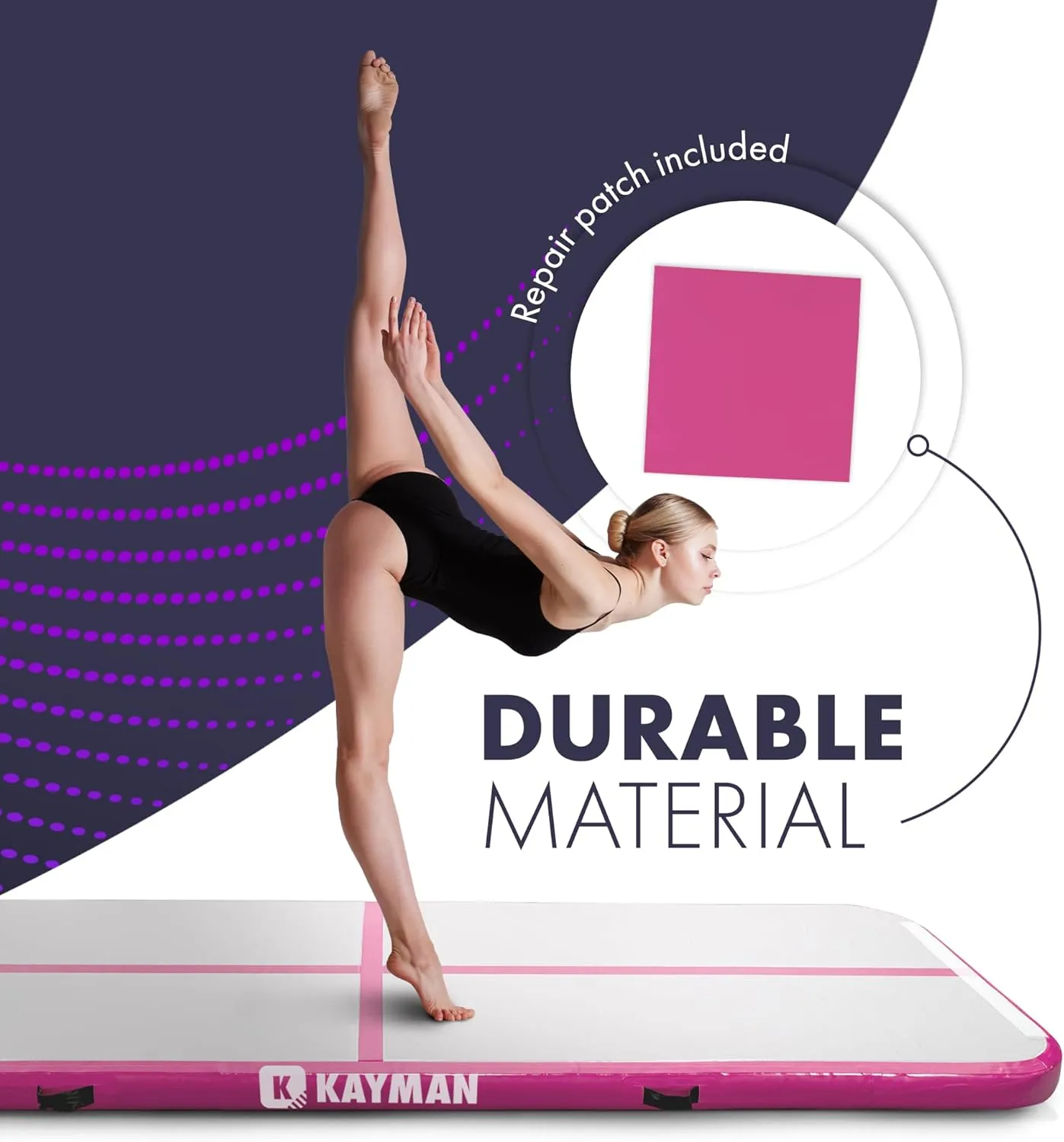 KAYMAN Gymnastics Tumbling Mat 300x100x10cm – PVC Material with Pump, Repair Kit & Storage Bag – Ideal for Gymnastics, Tumbling, Cheerleading