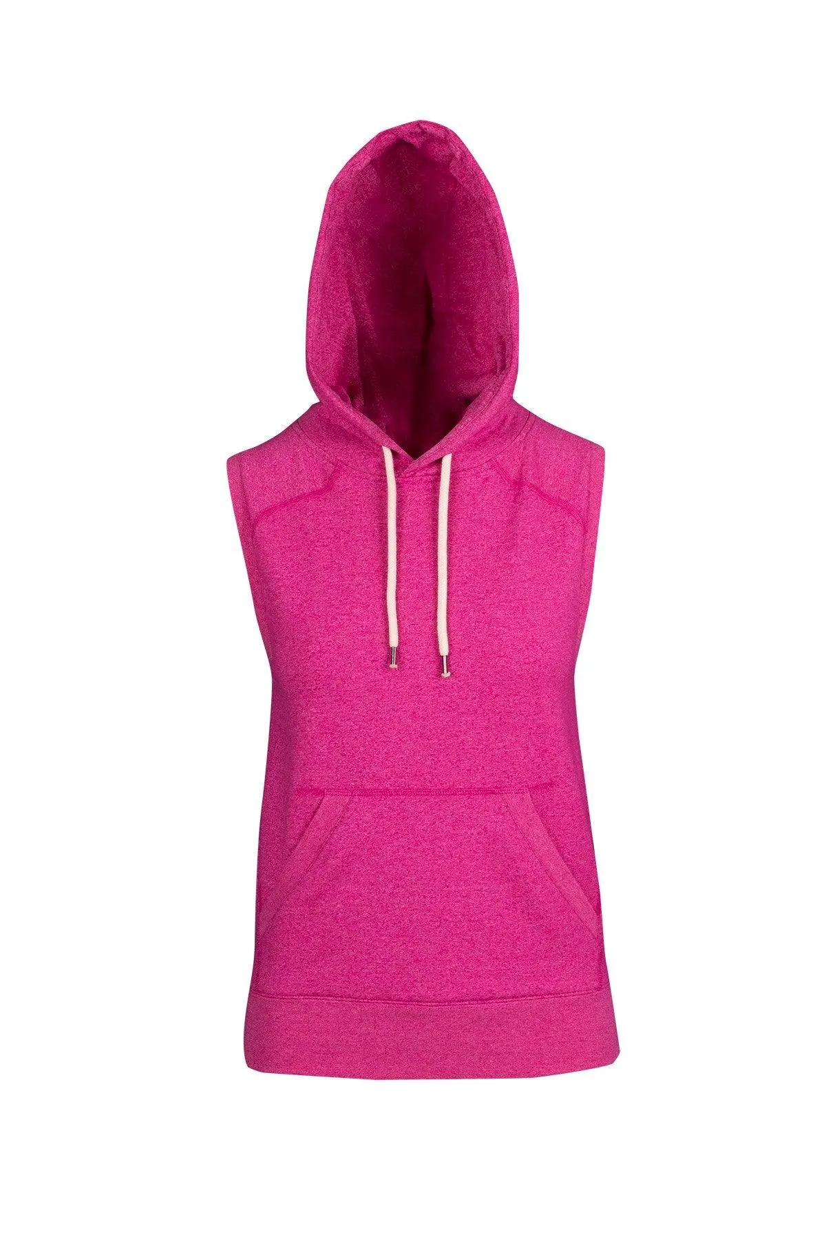 Ladies Heather Sleeveless Hoodie - Hot Pink