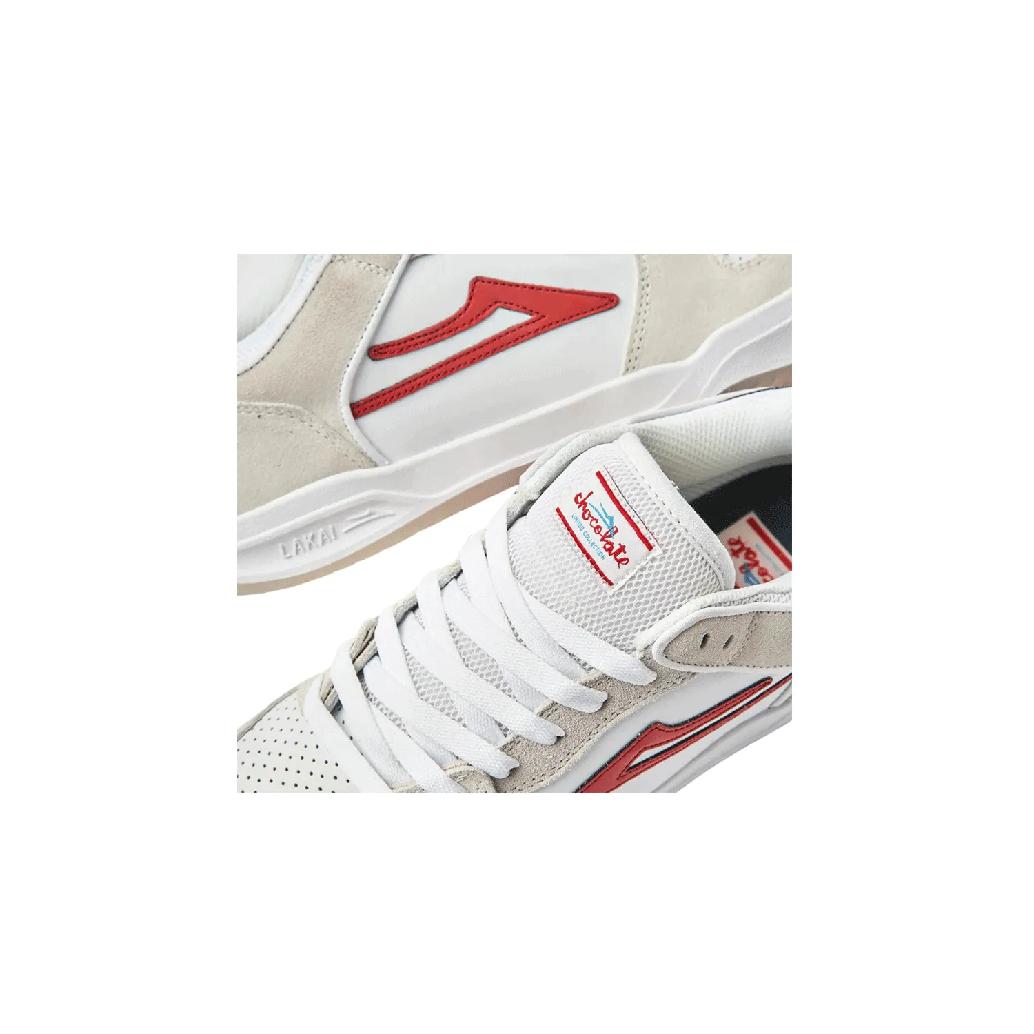 Lakai x Chocolate - Telford Shoes - White/Red Suede SALE