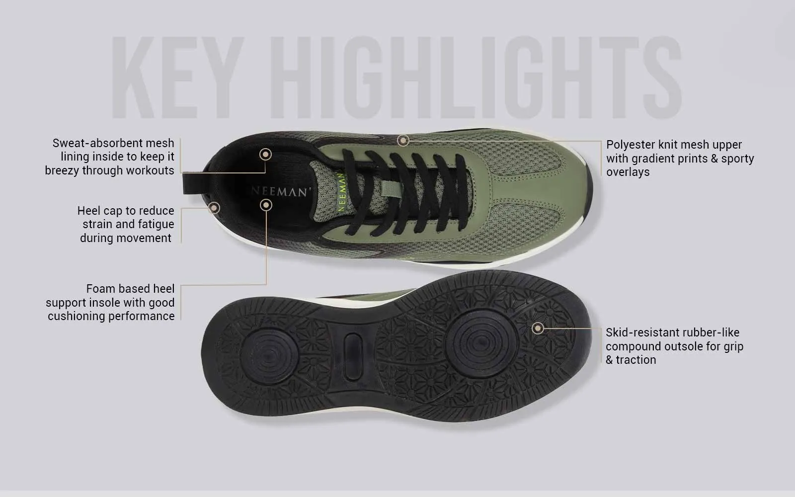 Light Trainers : Olive-Black