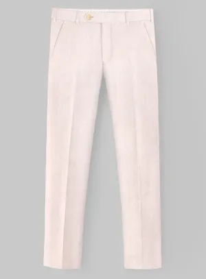 London Loom Pink Herringbone Wool Silk Linen Pants