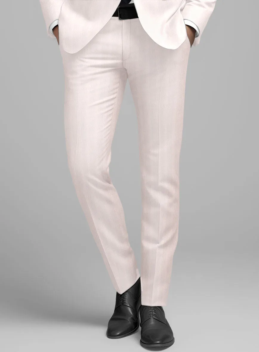 London Loom Pink Herringbone Wool Silk Linen Pants