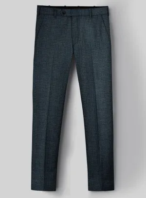 London Loom Teal Blue Ilaria Wool Silk Linen Pants