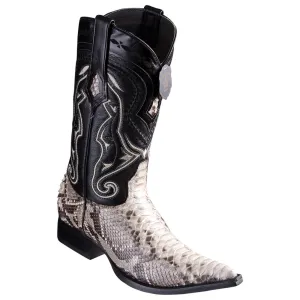 Los Altos Boots Mens #9535749 3X Toe | Genuine Python Leather Boots | Color Natural