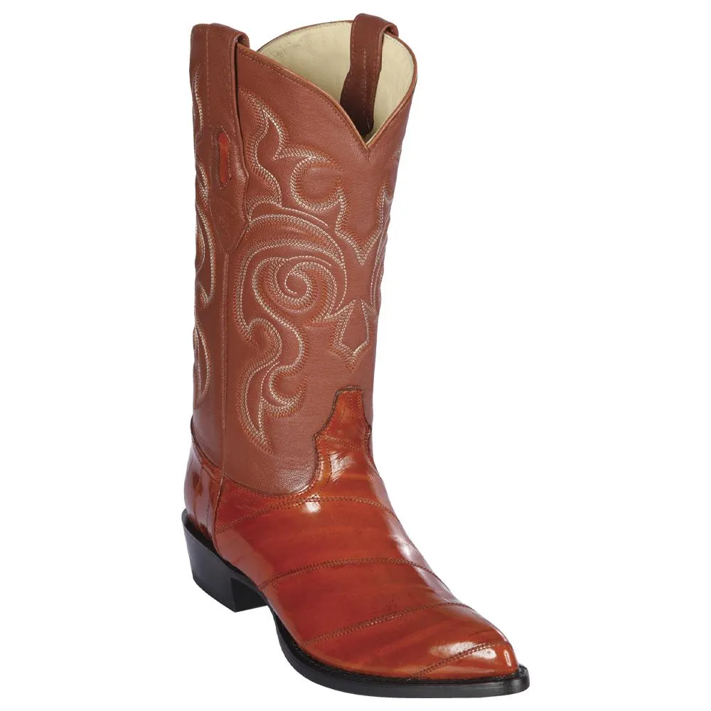 Los Altos Boots Mens #990803 J Toe | Genuine Eel SKin  Boots | Color Cognac