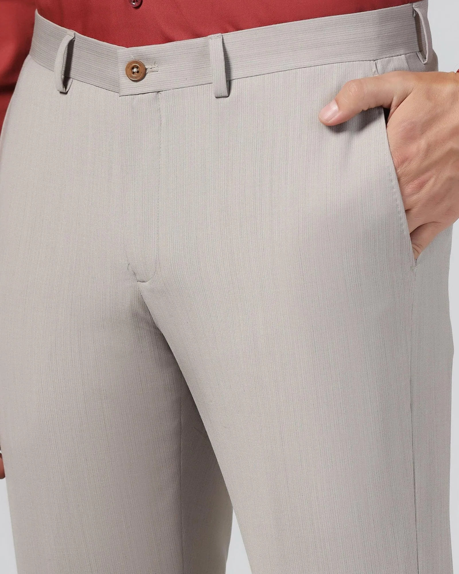 Luxe Slim Comfort B-95 Formal Beige Stripe Trouser - Lexus