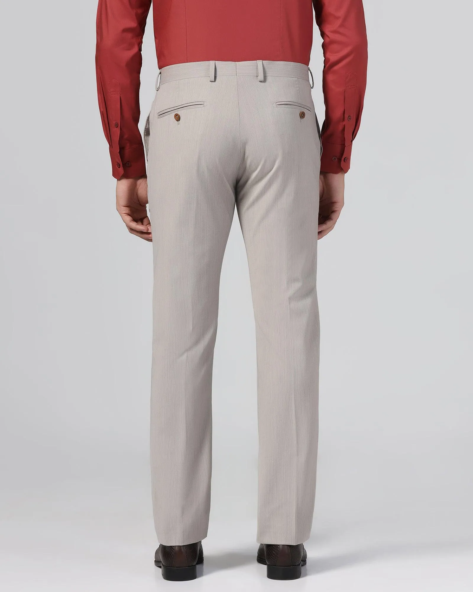 Luxe Slim Comfort B-95 Formal Beige Stripe Trouser - Lexus