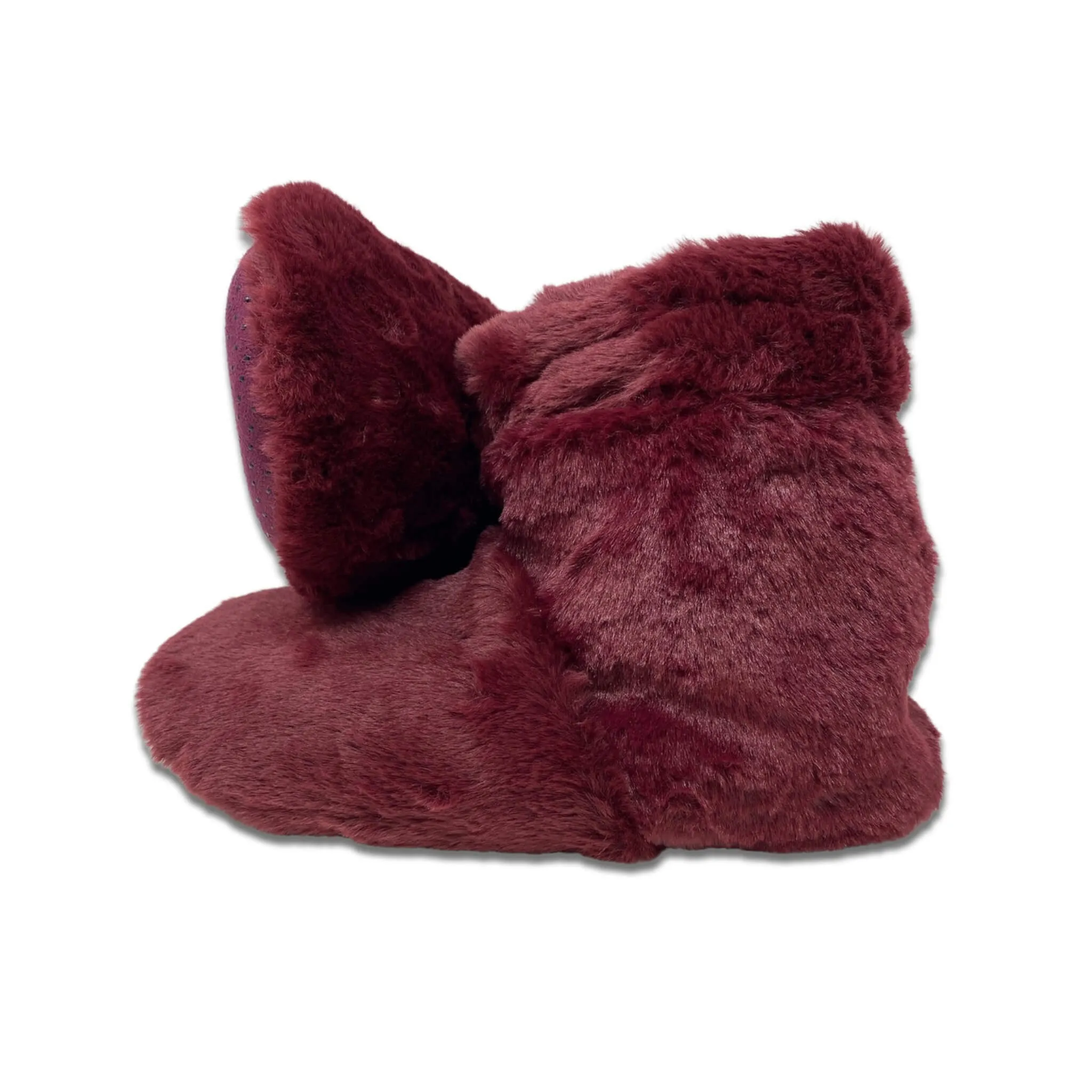 Luxury Burgundy Faux Fur Scented Heatable Slipper Boots