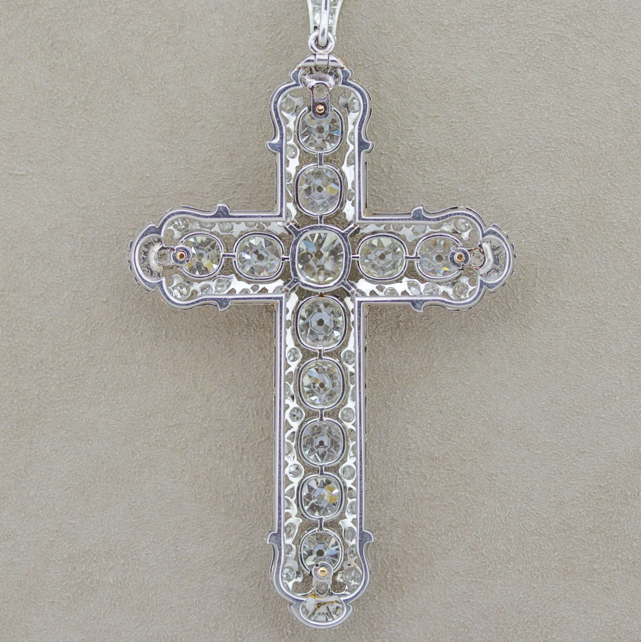 Magnificent Edwardian Diamond Platinum Cross Necklace