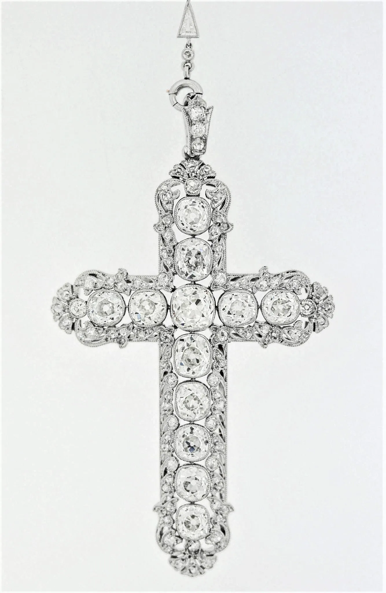 Magnificent Edwardian Diamond Platinum Cross Necklace