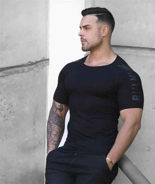 Men Fitness Slim High Elasticity T shirt