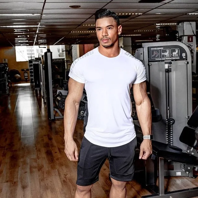 Men Fitness Slim High Elasticity T shirt