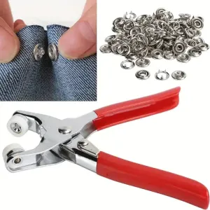 Metal Snaps Buttons 9.5mm with Fastener Pliers Tool Kit Five Buckle Set Sewing Free Buttons Set for Diy Crafts Home Sewing Accessories