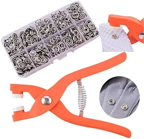 Metal Snaps Buttons 9.5mm with Fastener Pliers Tool Kit Five Buckle Set Sewing Free Buttons Set for Diy Crafts Home Sewing Accessories