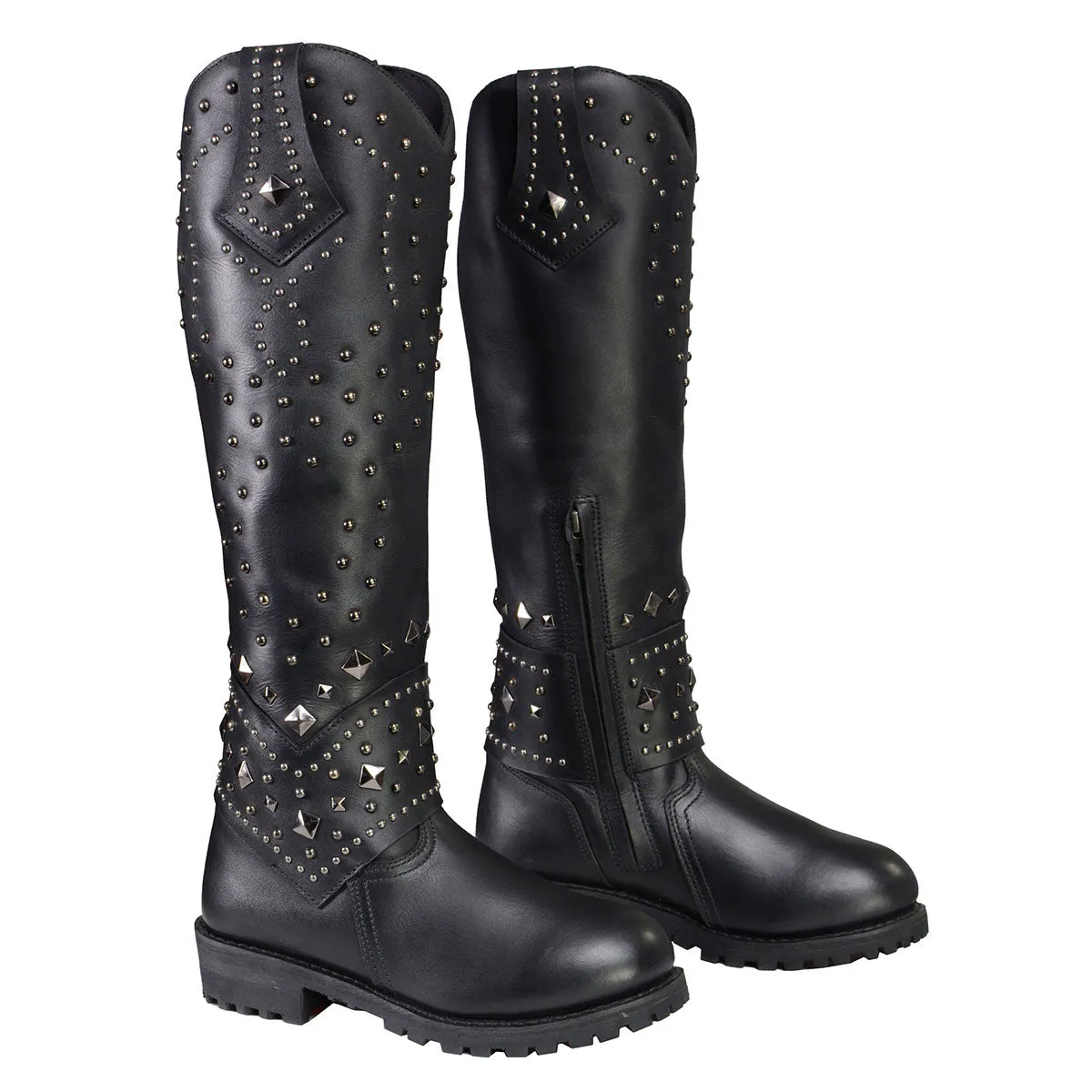 Milwaukee Leather MBL9371 Women's Black 18-Inch Leather Studded and