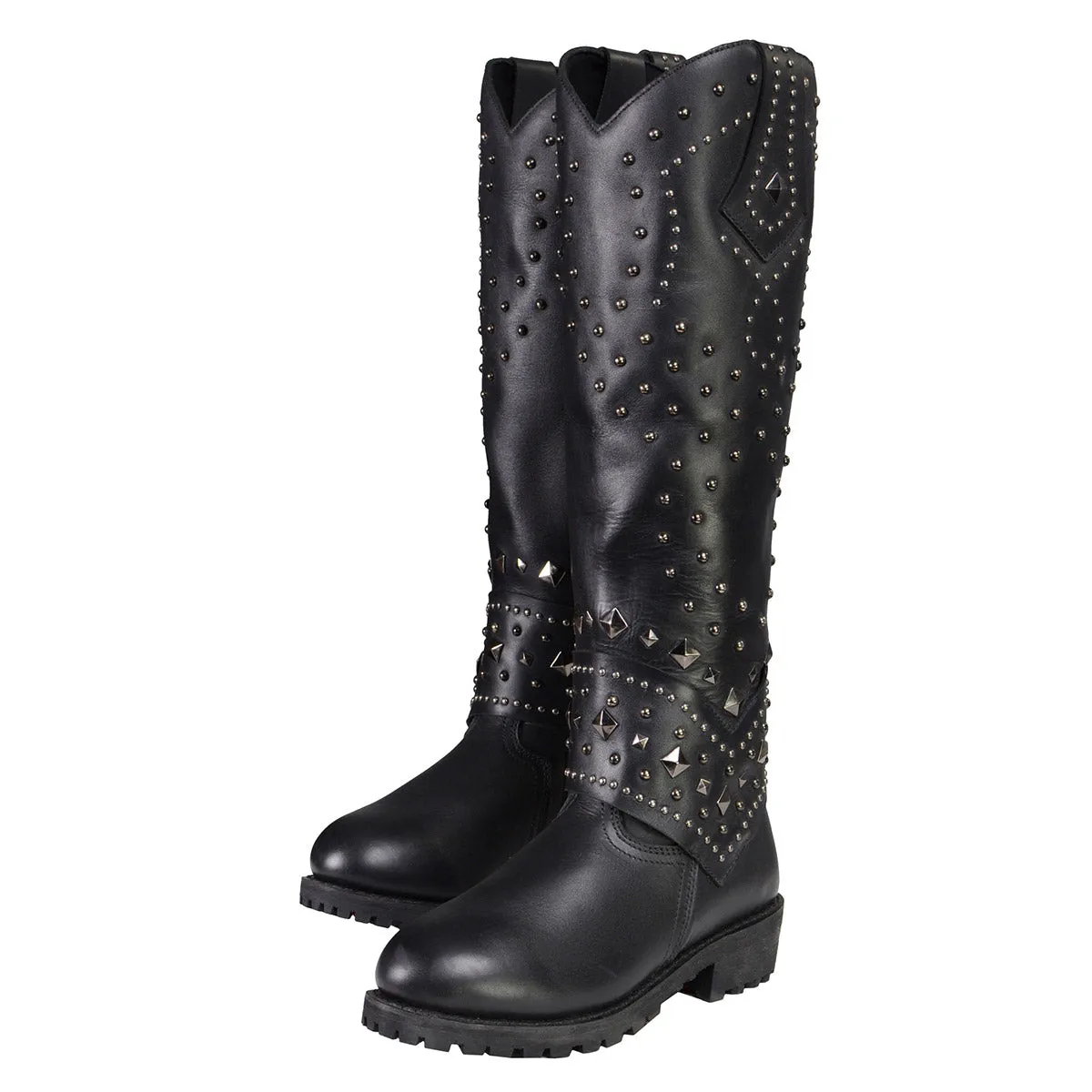 Milwaukee Leather MBL9371 Women's Black 18-Inch Leather Studded and