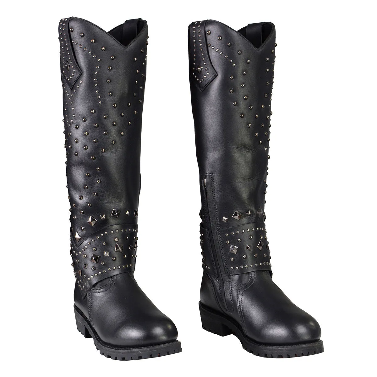 Milwaukee Leather MBL9371 Women's Black 18-Inch Leather Studded and