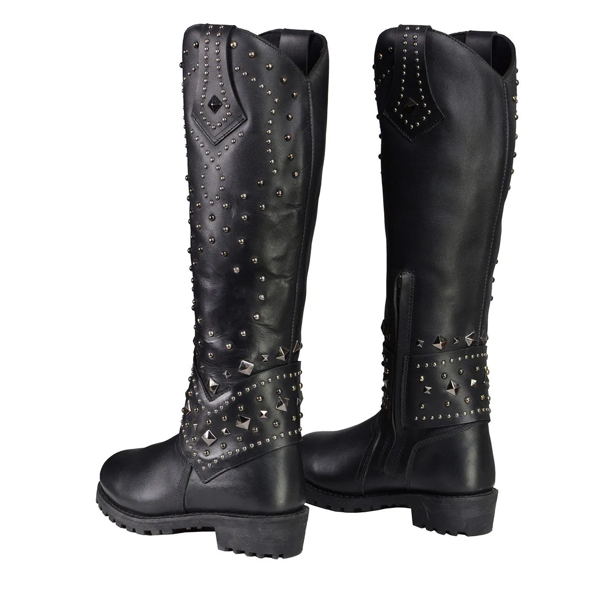 Milwaukee Leather MBL9371 Women's Black 18-Inch Leather Studded and