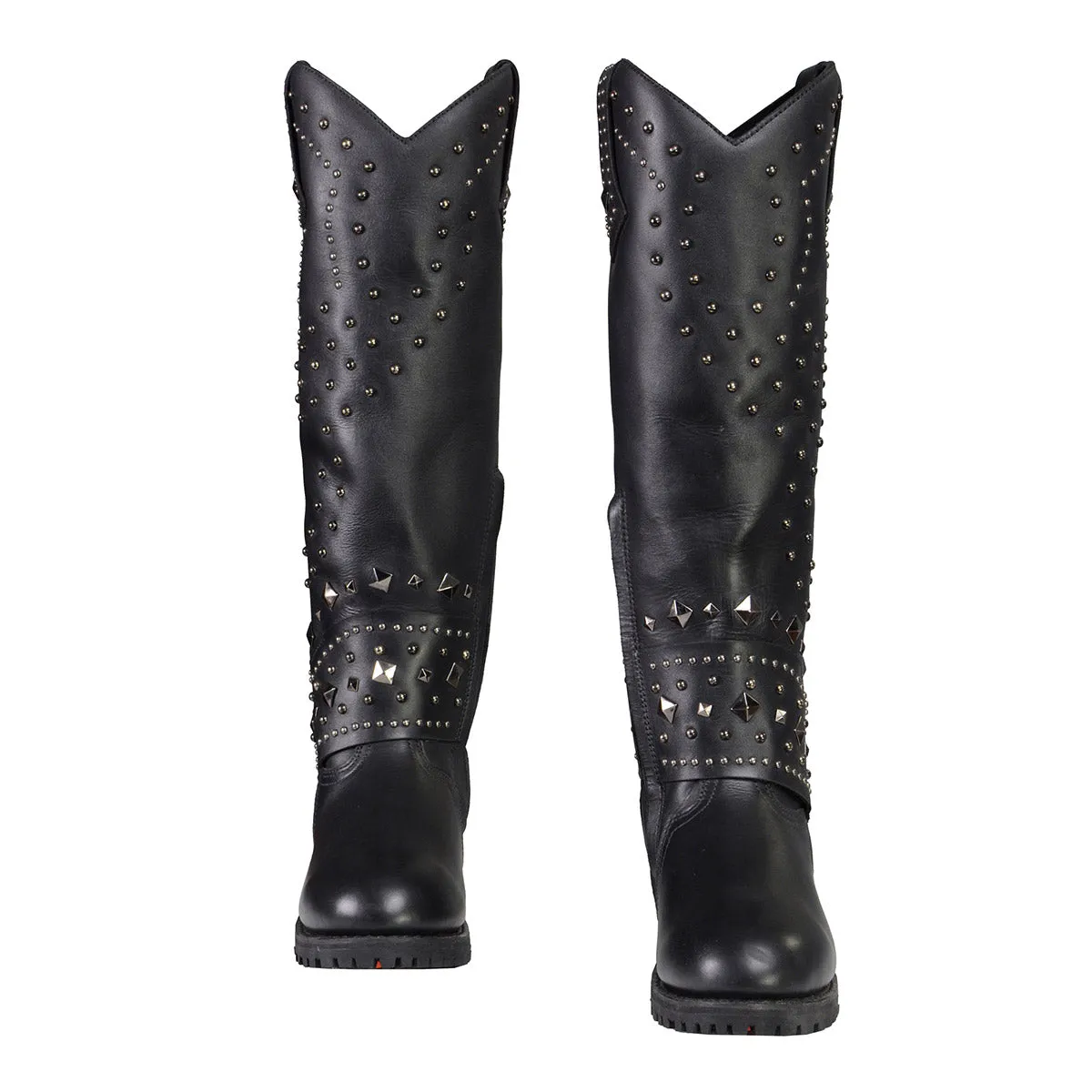 Milwaukee Leather MBL9371 Women's Black 18-Inch Leather Studded and