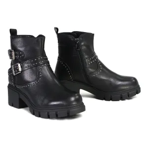 Milwaukee Performance Leather MBL9446 Women's ‘Siren’ Black Leather Studded Boots with Side Zipper Entry