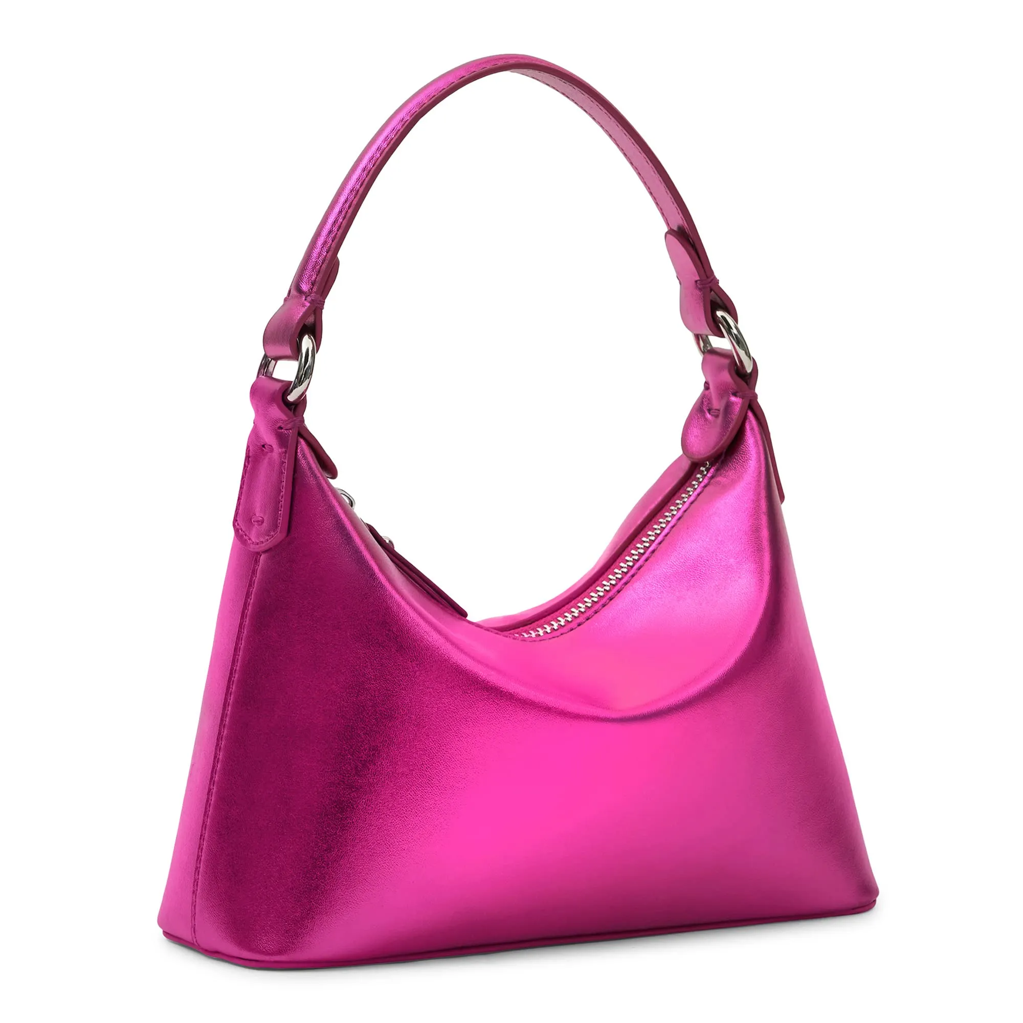 Miraggio Womens Fionn Metallic Sling Bag With Relaxed Fit Top Handle (Metallic Pink)