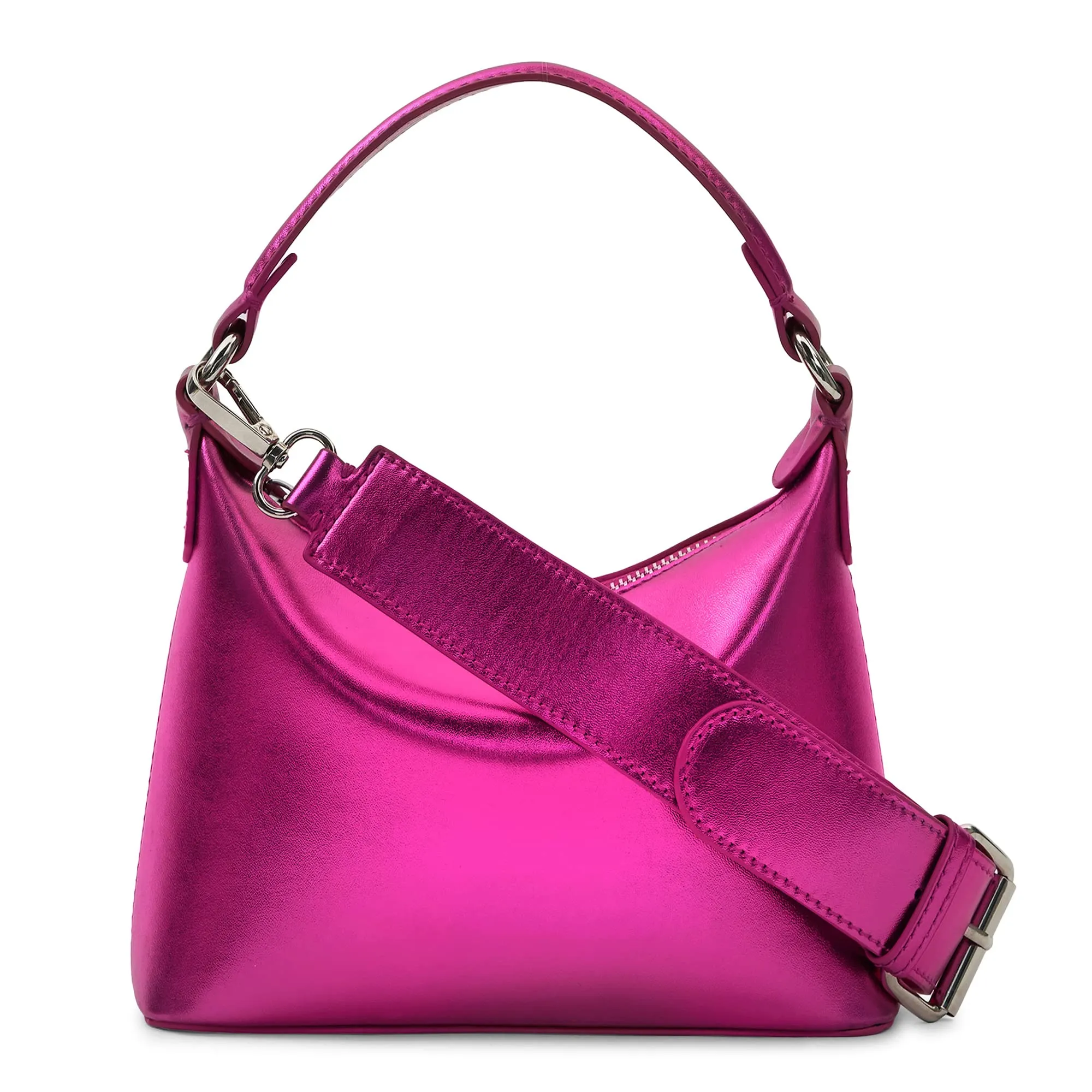 Miraggio Womens Fionn Metallic Sling Bag With Relaxed Fit Top Handle (Metallic Pink)