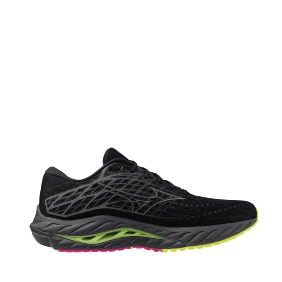 Mizuno Wave Inspire 20 Men's Running Shoes in Black/Silver/Sunny Lime AW24