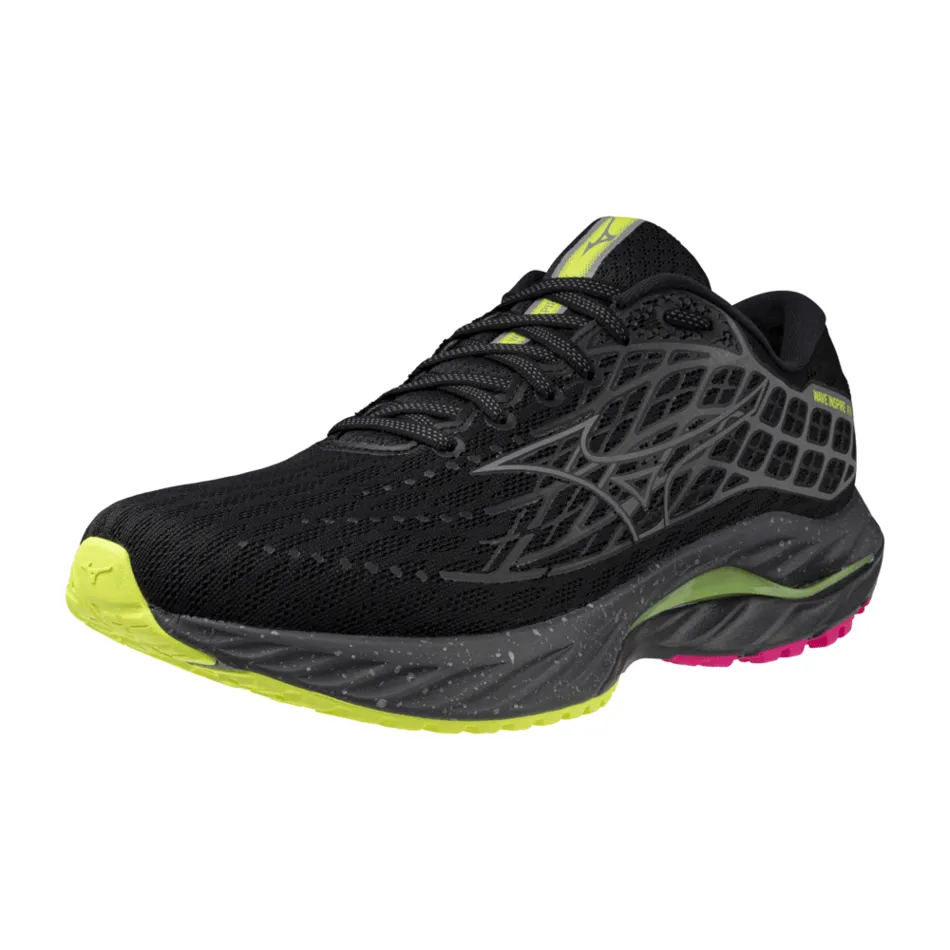 Mizuno Wave Inspire 20 Women's Running Shoes in Black/Silver/Sunny Lime AW24