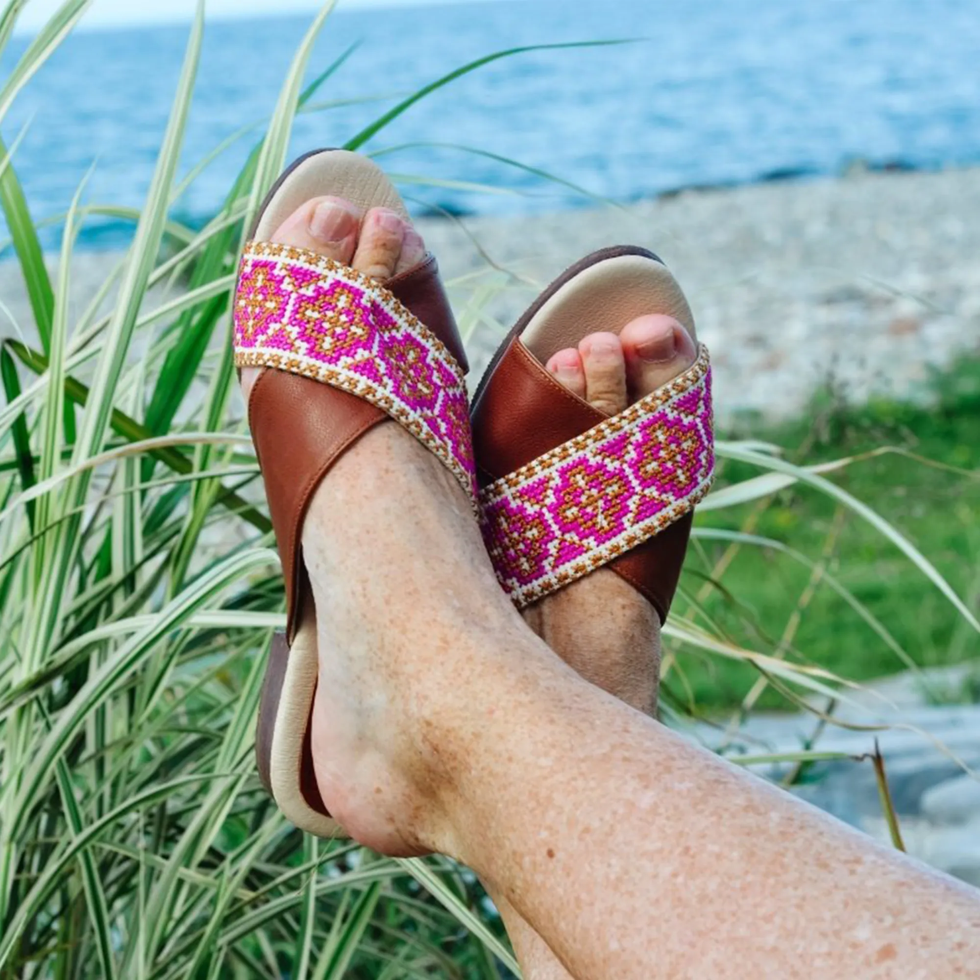 Mona Cross Strap Sandal - Berry