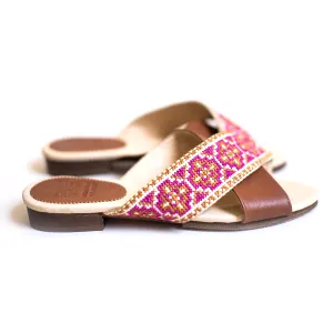 Mona Cross Strap Sandal - Berry