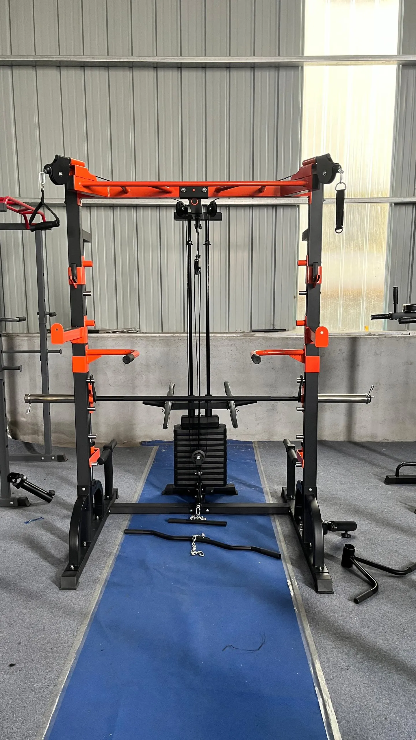 Multi-functional Half Rack Smith Machine   Cable Crossover with Weight Stack (Squat Rack)