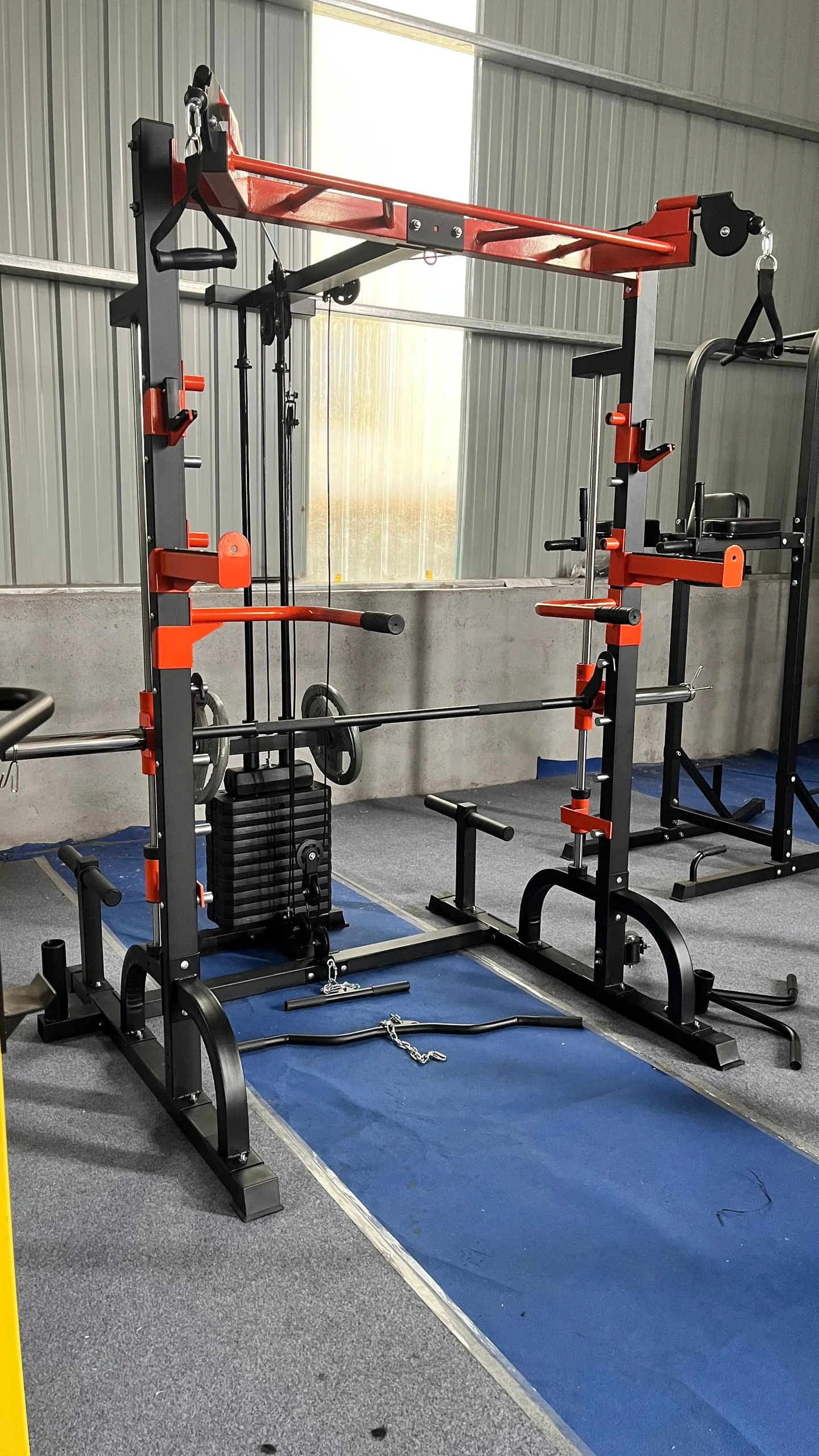 Multi-functional Half Rack Smith Machine   Cable Crossover with Weight Stack (Squat Rack)